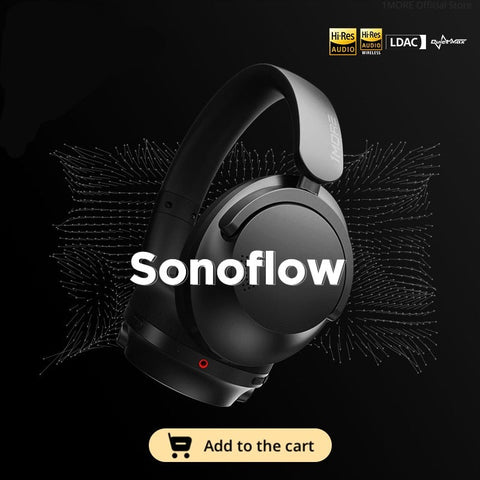 1MORE Sonoflow Wireless Bluetooth Active Noise Canceling Headphones, Hi-Res LDAC 12 EQ, 70H Battery, Connect 2 Devices, 5 Mic