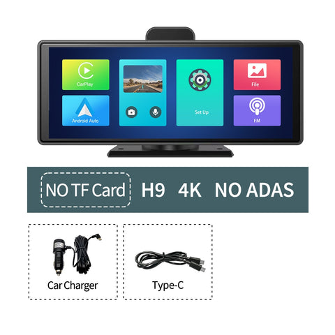 New 10.26" 4K Car DVR Wireless CarPlay Android Auto ADAS WiFi AUX Dash Cam GPS FM Rearview Camera Video Recorder Dashboard