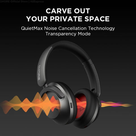 1MORE Sonoflow Wireless Bluetooth Active Noise Canceling Headphones, Hi-Res LDAC 12 EQ, 70H Battery, Connect 2 Devices, 5 Mic